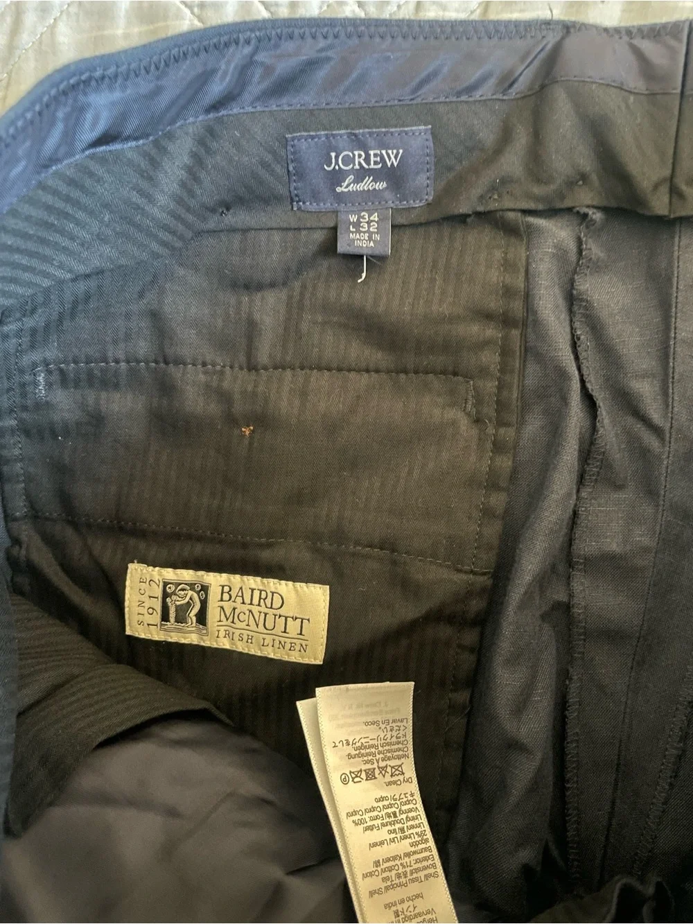 J. Crew Ludlow Slim-fit suit pant in Baird McNutt Irish linen blend 34 CQ524